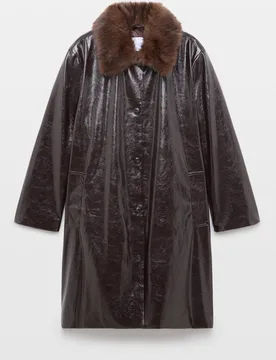 Chaqueta de mujer larga efecto piel cuello pelo - Couchel - FashionsVida