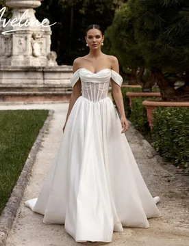 Modern Lace Beading Pleated A-Line Wedding Dress V-Neck Off The Shoulder 2026 Backless Vestidos De Novia Customized - Aliexpress - FashionsVida