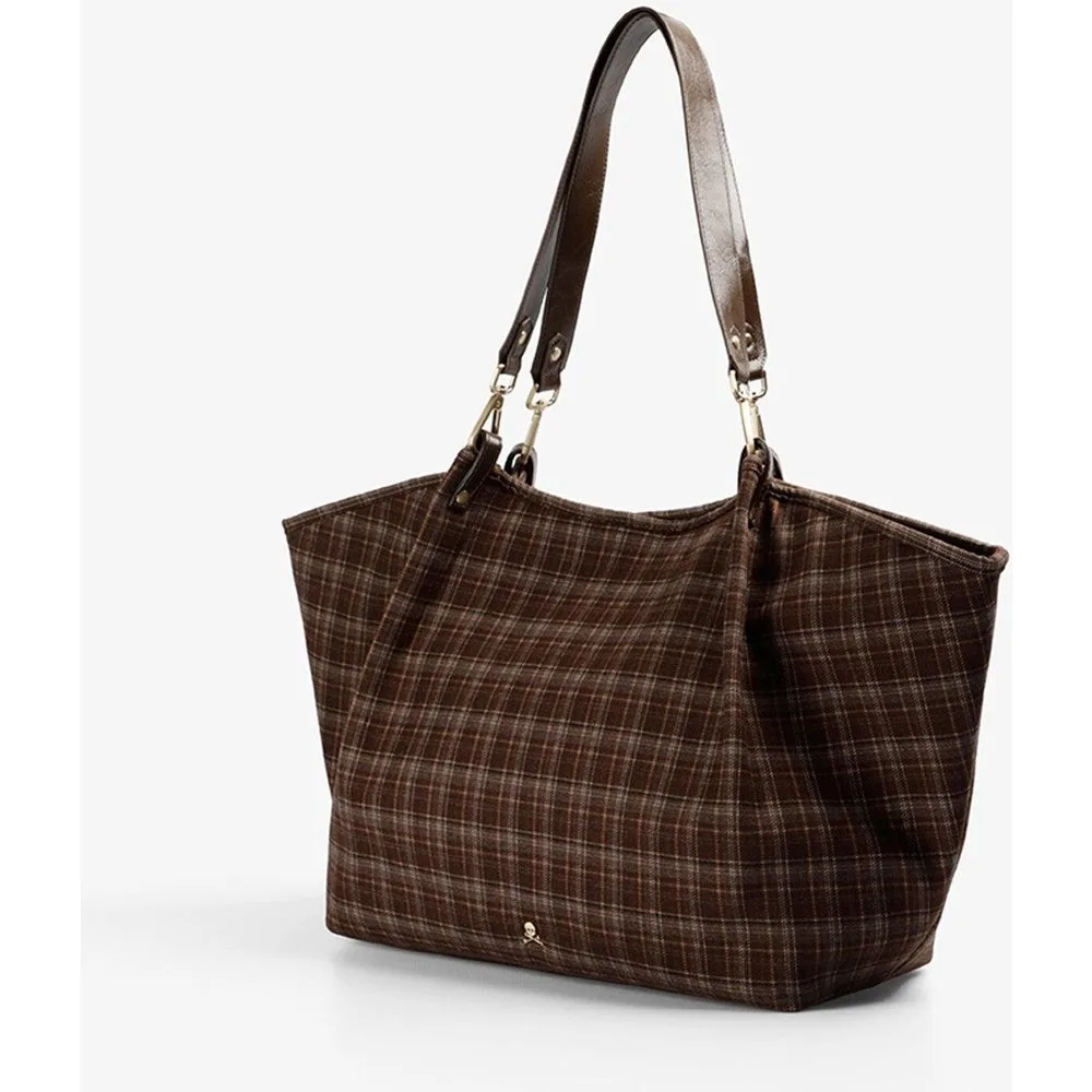 Bolso shopper tejido con estampado de cuadros - Scalpers - FashionsVida