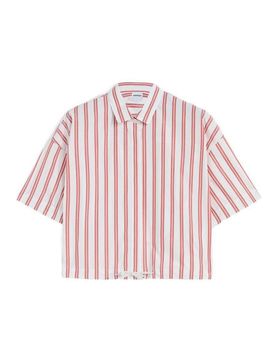Camicia in cotone a righe rosse e bianche