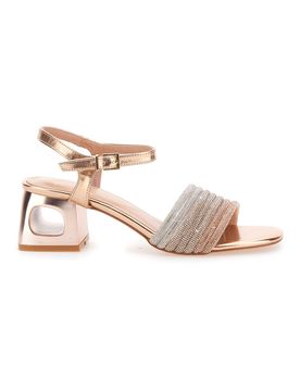 Sandali oro rosa con fascia glitter e tacco geometrico 1651 37