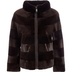 Chaqueta de pelo de mujer de visón rasado con cremallera