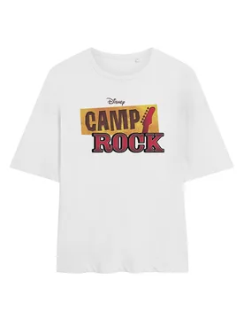 Women's Camp Rock Classic Logo Oversized T-Shirt, White Size: Large - White - Size: L - Disney - FashionsVida
