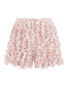 Women's Printed Cotton Shorts with Front Ruffles