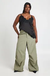 Womens Plus Nylon Bungee Hem Cargo Trouser - Khaki - Size 22 Uk