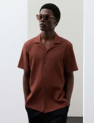 Regular Fit Crinkle Seersucker Shirt Chestnut male