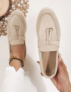 Mocasines de suela blanda para mujer de talla grande, zapatos casuales planos tipo moccasín de estilo holgado, zapatos de lona cómodos y transpirabl - Shein - FashionsVida