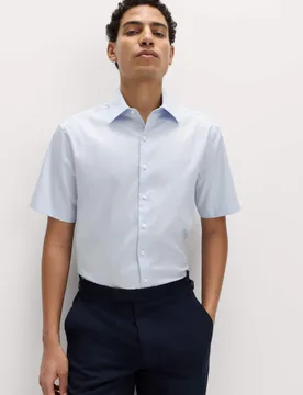 Regular Fit Pure Supima® Cotton Shirt Blue male - M&S - FashionsVida