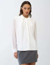 Crepe Collar Detail Shirt White female