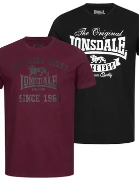 T-shirt à Manches Courtes Torbay 2 Unités Black / Oxblood 2XL - Lonsdale - FashionsVida