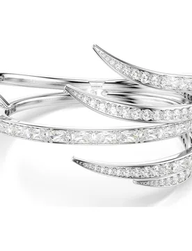 Bracciale rigido Vienna, Taglio misto, Bianco, Placcato rodio S - Swarovski - FashionsVida