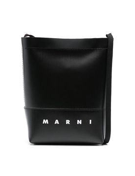 Borsa a tracolla con stampa logo nera