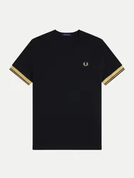 T-Shirt mit Kontrast-Bündchen Schwarz M