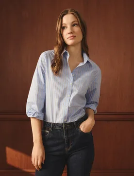 Camisa de mujer de manga larga y estampado de rayas - Lloyd's - FashionsVida