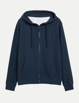 RED LABEL Kapuzensweatjacke aus Waffelpiqué Blau XXL