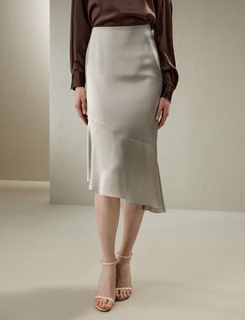 Donna Gonna Charmeuse di Seta Asimmetrica 34