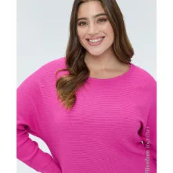 Camiseta de mujer de canalé con mangas kimono