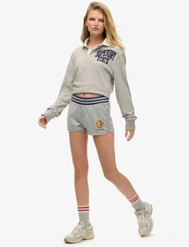 Superdry Damen Vintage Collegiate Shorts Grau - Größe: 40 - 59.99 - FashionsVida