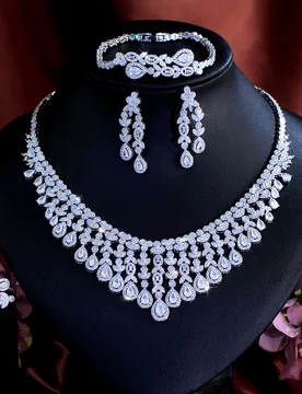 CWWZircons Super Luxury Dubai Cubic Zircon Tassel Leaf Drop Big Chunky Wedding Brides Necklace 4pcs Jewelry Sets for Women T0844 - Aliexpress - FashionsVida