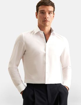 Slim Business Hemd Uni Weiß 45