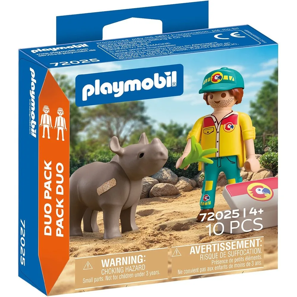 Duo Pack Cuidador con rinoceronte - PLAYMOBIL - FashionsVida