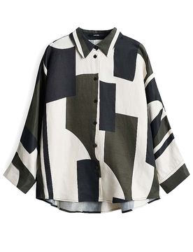 Blusa camisera ZAMILA verde oscuro 40