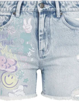 Disney Short - Stay True - 27 bis 30 - für Damen - Größe 27 - washed denim - EMP exklusives Merchandise! - Frauen - female - Micky Maus - FashionsVida