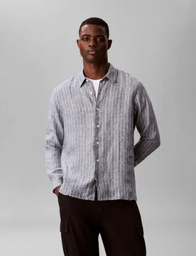 Camisa de lino Hombre con rayas - Calvin Klein - FashionsVida