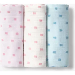 Pack de 3 muselinas 55x55 cm Baby microestampadas con osos