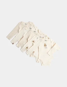 Pack Pure Cotton Winnie the Pooh™ Bodysuits (0-24 Mths) Ivory unisex - M&S - FashionsVida