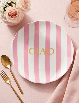 Piatto in ceramica con scritta Ciao - multicolor