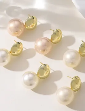 Fashionable, exquisite, exaggerated, round, bright pearl earrings, personalized, high-end, minimalist style earrings - Aliexpress - FashionsVida