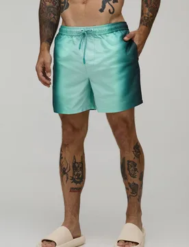 Mens Ombre Mid Length Swim Short - Green - Size X-Large - boohooMAN - FashionsVida