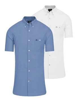 Multipack Classic Short Sleeve Mens Linen Shirt - - Size: XXL - Raging Bull - FashionsVida