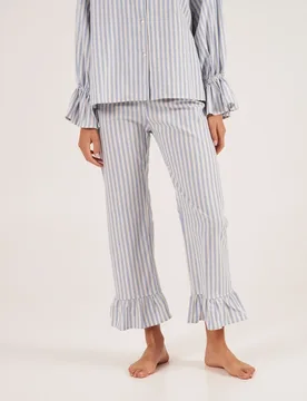 Pantalón de mujer con rayas azules y manga larga - Bohodot - FashionsVida