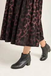 Leather Heeled Ankle Boots In Wide E Fit - Dark Brown - Size: 6E