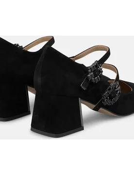 Zapatos de salón de mujer con dos hebillas joya y puntera cuadrada - Alma en Pena - FashionsVida