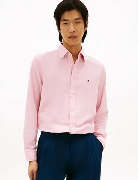 Camisa de caballero lisa tipo Dobby - Tommy Hilfiger - FashionsVida