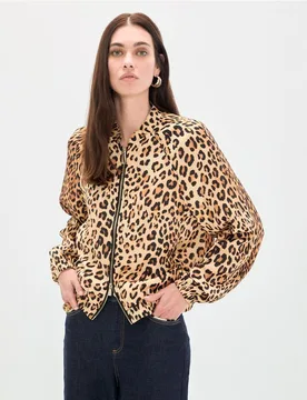 Cazadora bomber de mujer animal print con cremallera - Lola Casademunt - FashionsVida