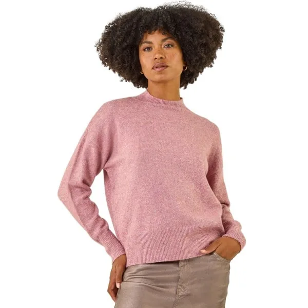 Womens Sequin Crew Neck Knit Jumper - Pink - Size 20 Uk - Roman - FashionsVida