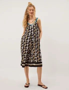 Printed Sleeveless Cropped Relaxed Jumpsuit Black Mix female - Monsoon - FashionsVida