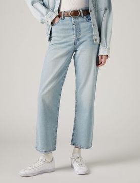 Para mujer. 72693-0055 Jeans rectos tobilleros Ribcage (26/31), Casual, Algodón, Denim, Sostenible