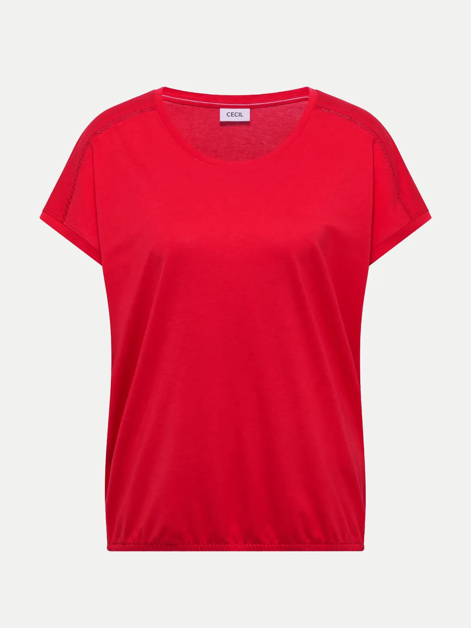 T-Shirt mit Spitzendetails Rot M - CECIL - FashionsVida
