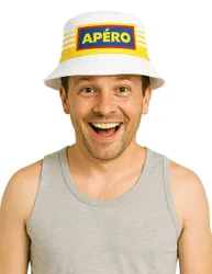 Apero Anglerhut Bucket Hats für Erwachsene gestreift Weiss Gelb