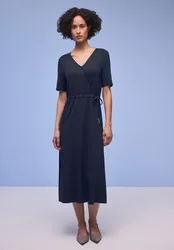 Midi-Kleid mit Wickel-Detail female Blau