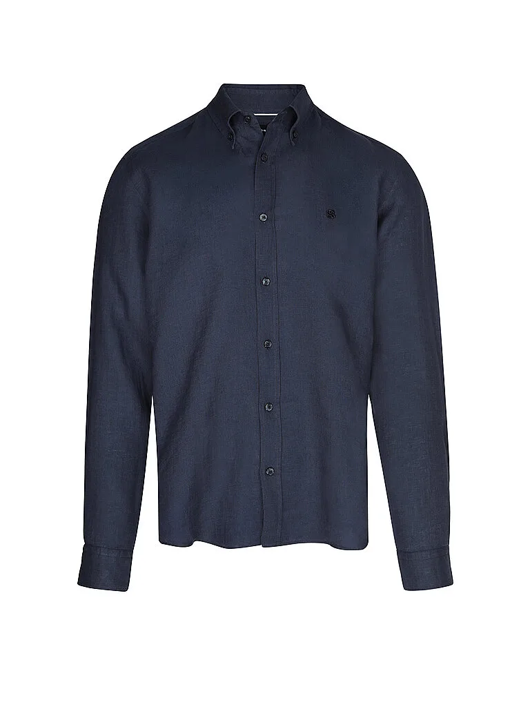Camisa de lino H-LIAM azul oscuro M - BOSS - FashionsVida