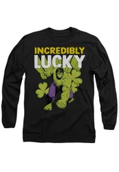 Unisex The Incredible Hulk St Patrick's Day Hulk Incredibly Lucky Long Sleeve T-Shirt, Black Size: Medium - Black - Size: M