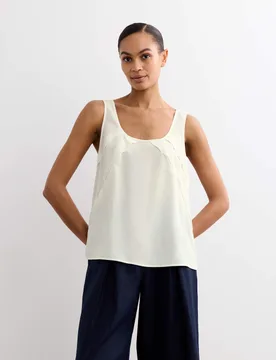 Pure Silk Sculpted Detail Shell Top Ivory female - Jaeger - FashionsVida