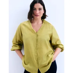 Blusa manga larga rayas sisa cuadrada de mujer