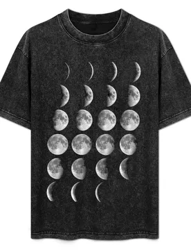 Moon Phases T-Shirt Basic Crew Neck Short Sleeve Top - Aliexpress - FashionsVida